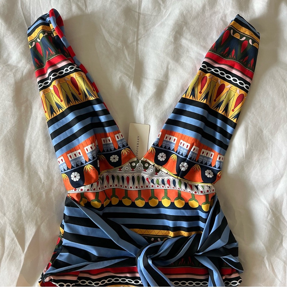 Agua Bendita Florentina Plunge One-Piece Swimsuit Size Small - Picture 7 of 9